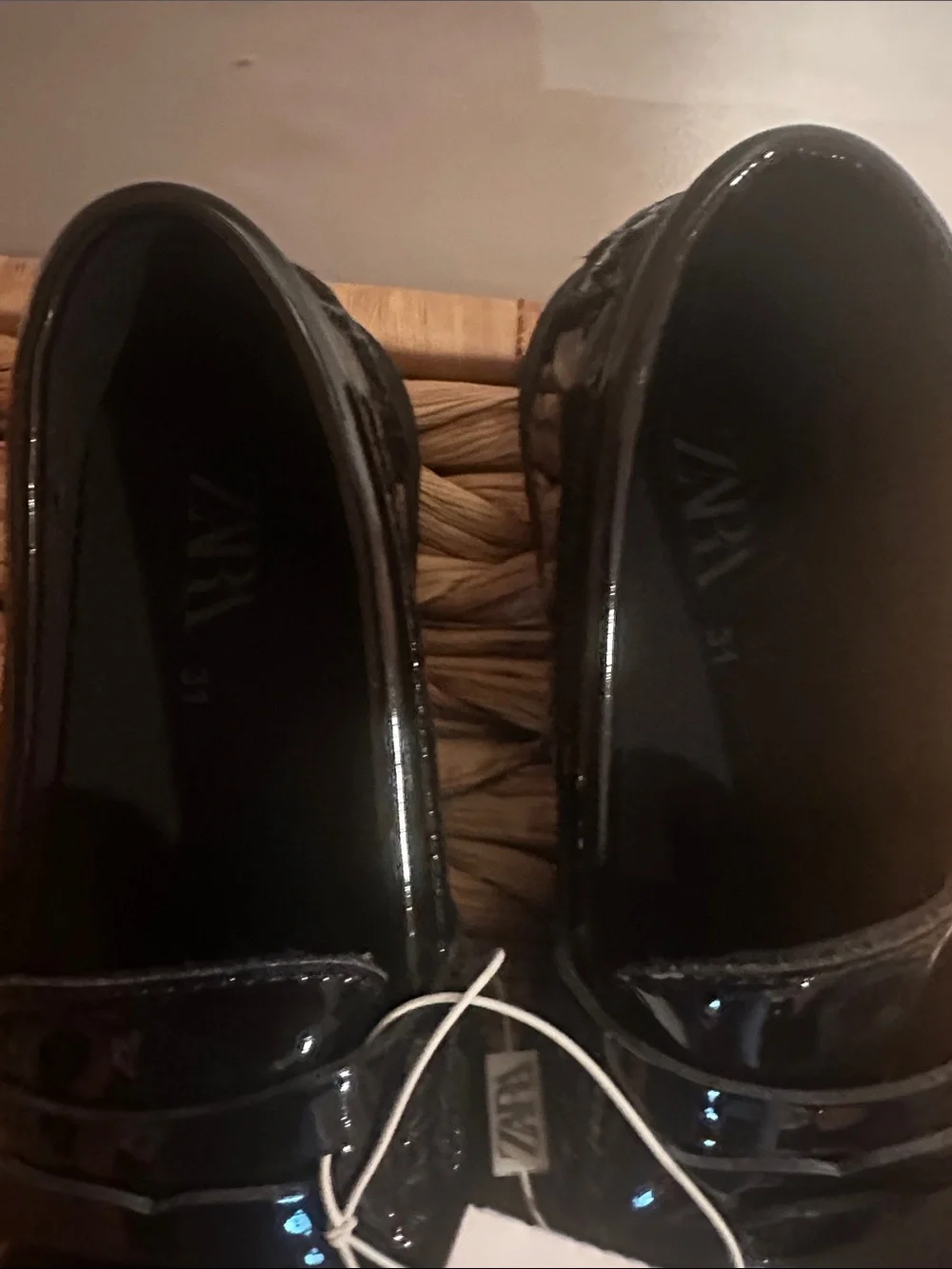 Zara Black Patent Kids Penny Loafers